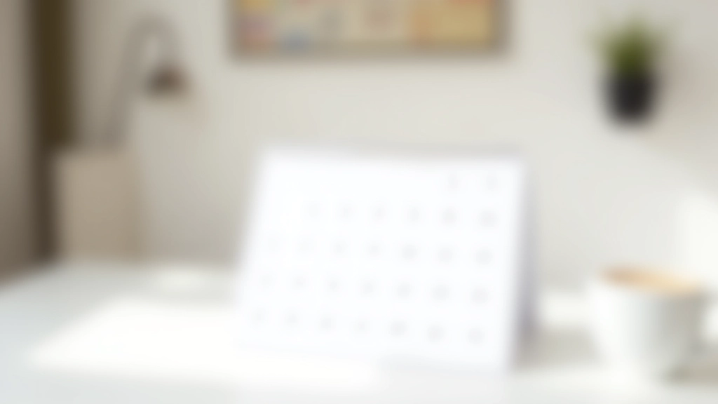 Calendário com marcações de hábitos diários em uma mesa limpa e organizada com café quente ao lado