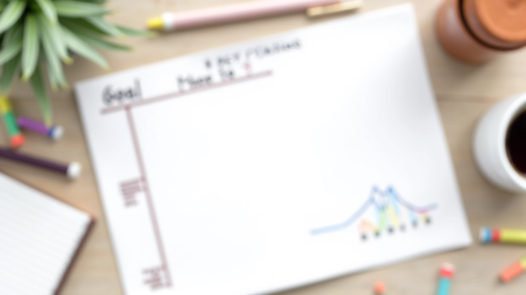 Plano de metas escrito num papel com gráfico de progresso e marcadores coloridos