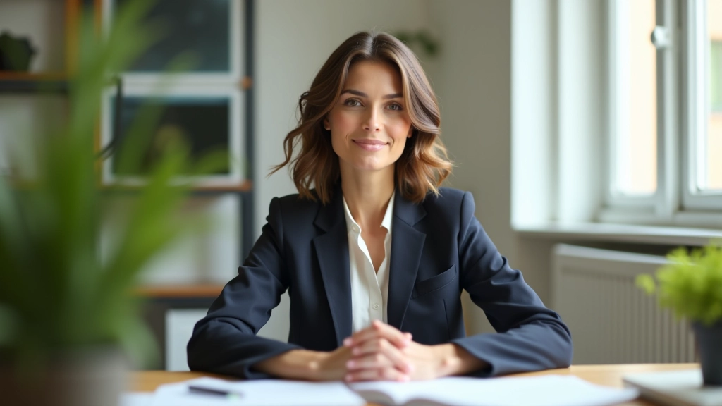 Profissional demonstrando confiança e autoconhecimento através de postura centrada